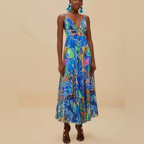 FARM Rio Dresses & Skirts - Farm Rio Blue Sea Life Sleeveless Maxi Dress EUC H